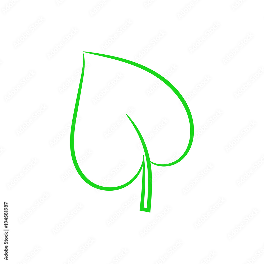 Green leaf icon on white background. Vector. Green leaf icon on white background. Vector.