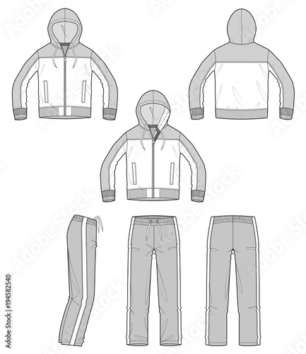 Sportswear jacket pants Set vector design illustration template photo
