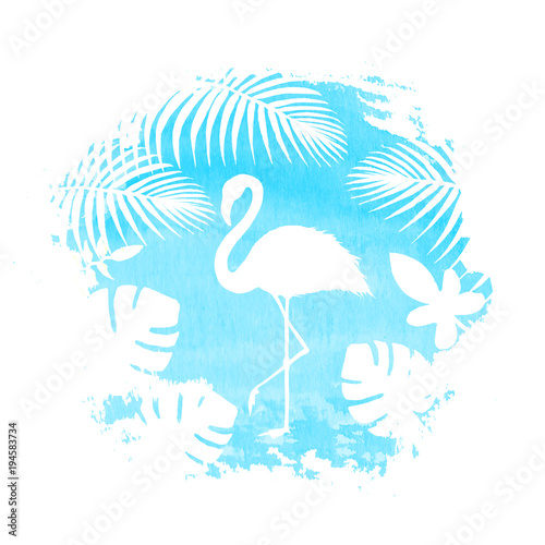 Silhouette of flamingo on b...