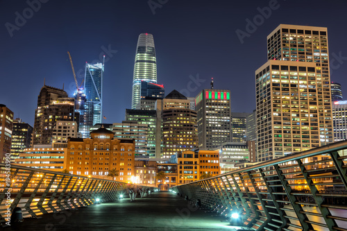 San Francisco downtown skyline view at night  California