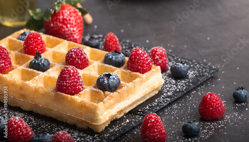 Brussels waffles with fresh fruit