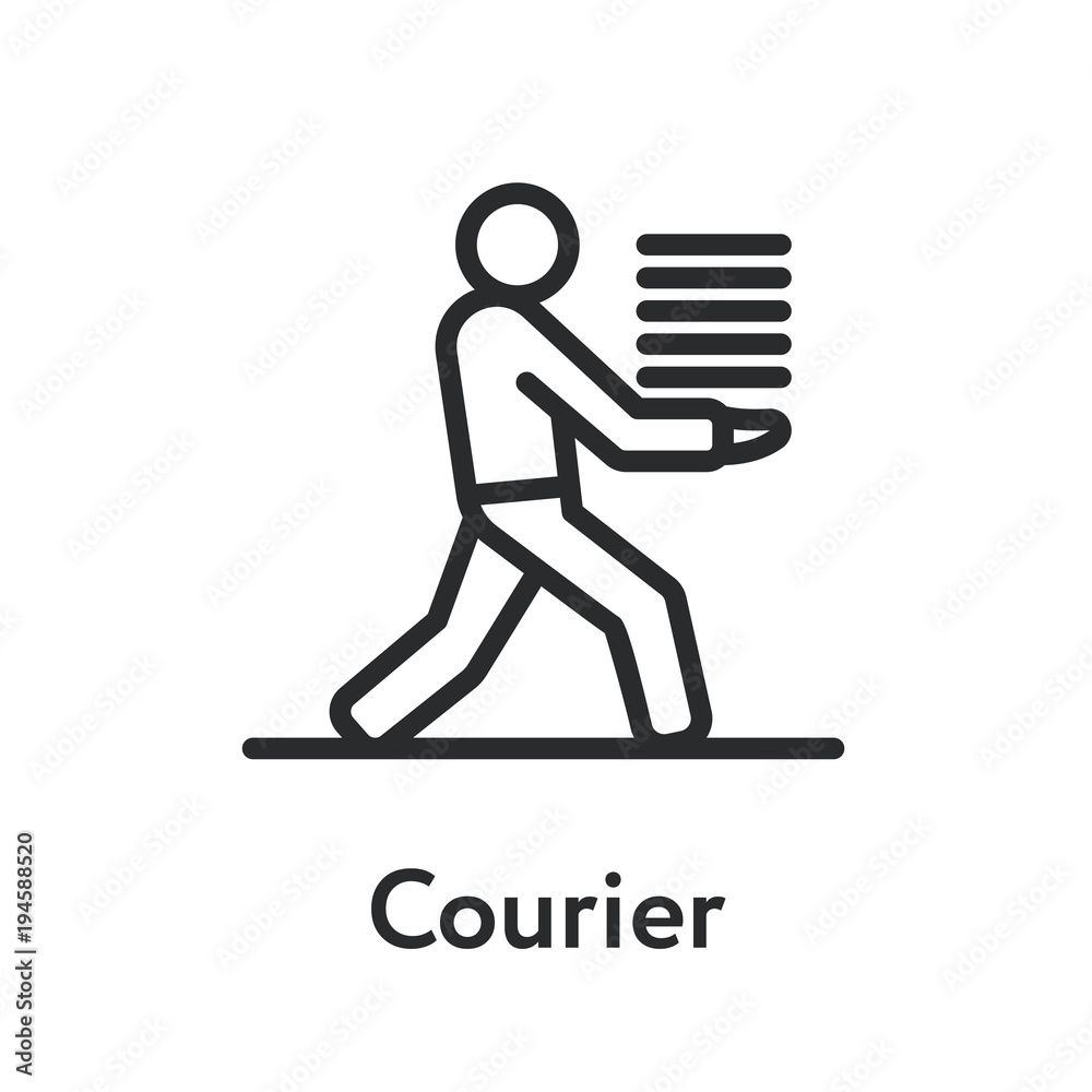 Courier Delivery Man Running With Papers Minimal Flat Line Outline Stroke Icon Courier Delivery Man Running With Papers Minimal Flat Line Outline Stroke Icon