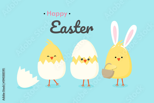 Fotografiet Easter egg hunt poster invitation template vector in pastel color