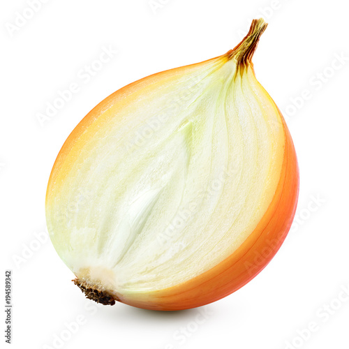 Onion bulb isolated. Onion slice on white background. With clipping path. Full depth of field.