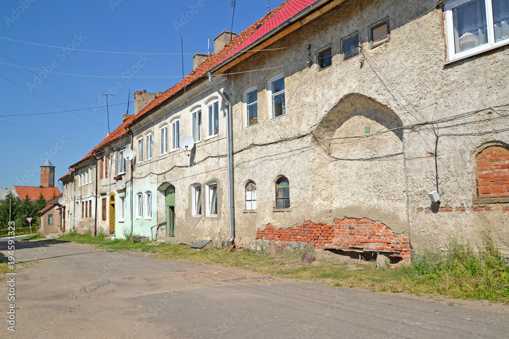 The old area of historical building on Oktyabrskaya Street. Zheleznodorozhny, Kaliningrad region The old area of historical building on Oktyabrskaya Street. Zheleznodorozhny, Kaliningrad region
