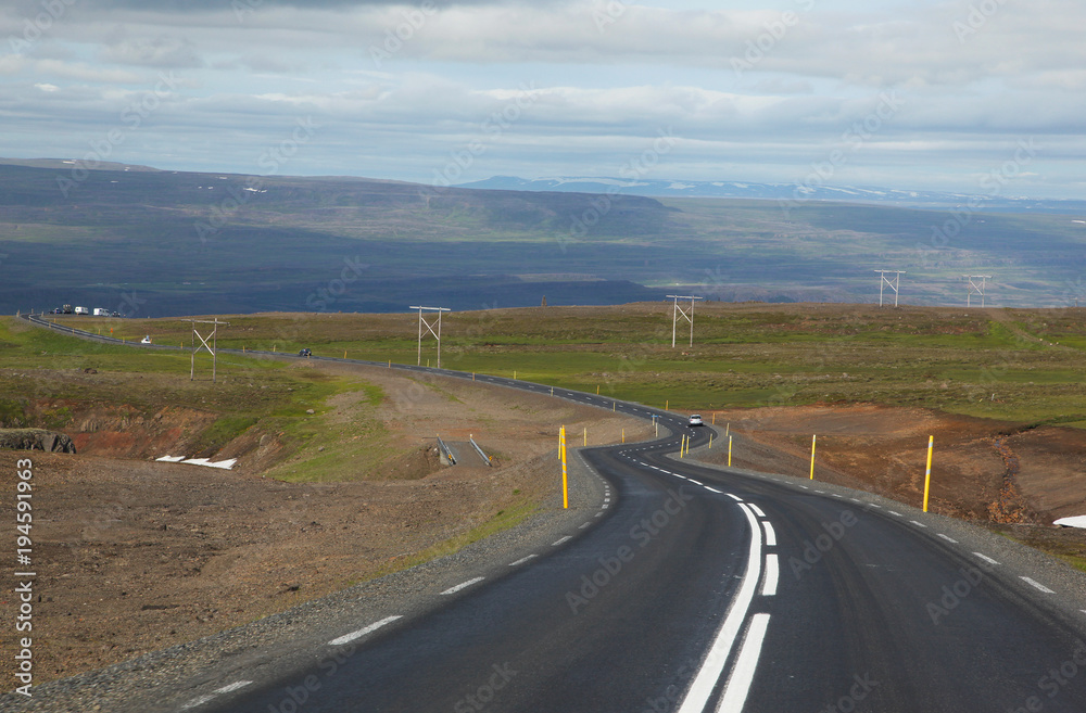 Icelandic road with clouds