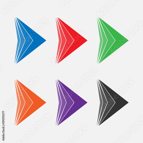Set of bright colored arrows. Pointers for the website. Stylish arrows on white background.
