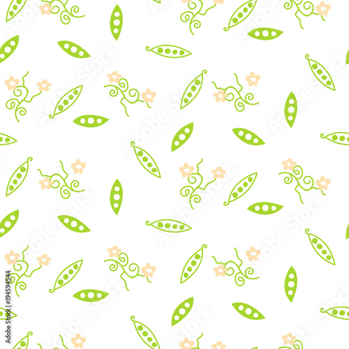 Green sweet pea seamless vector pattern.
