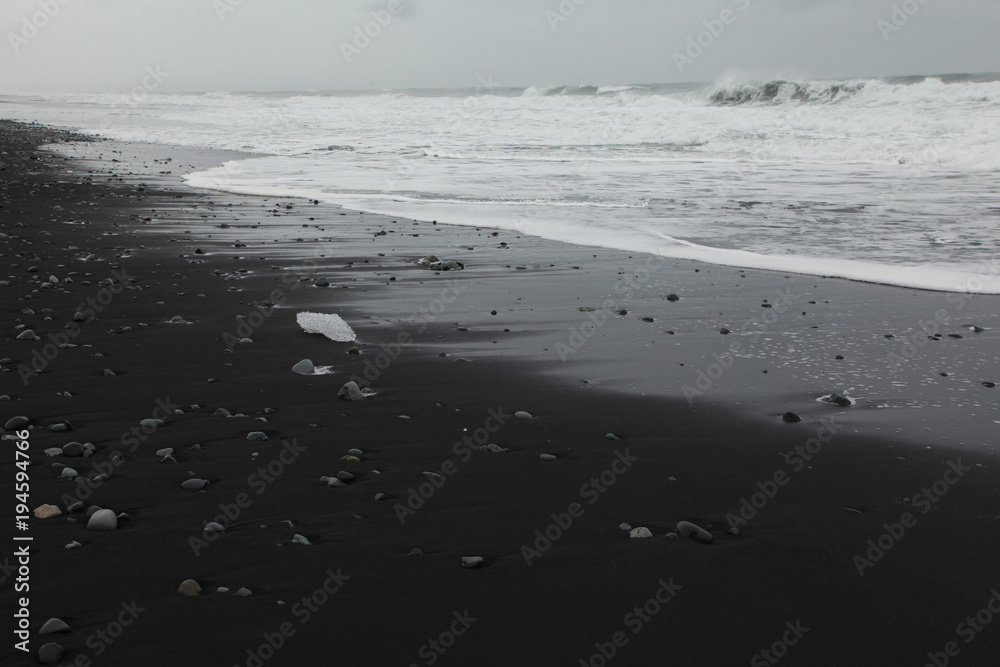 Iceland coast and black sand