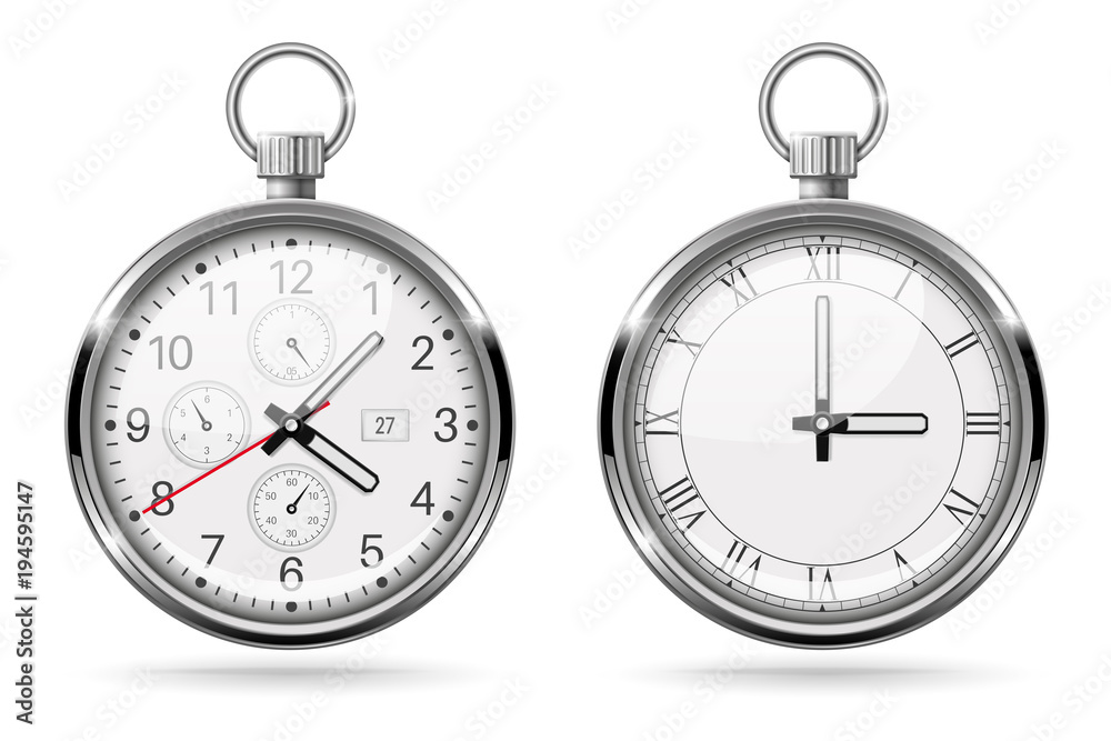 Stopwatch. Metal round clock with push button Stopwatch. Metal round clock with push button