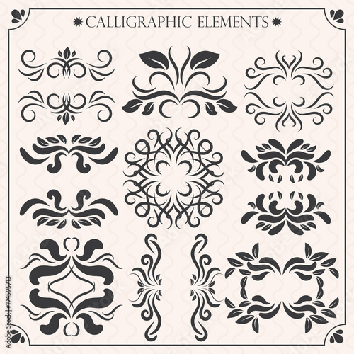 Vector set of calligraphic design elements and page decorations2
