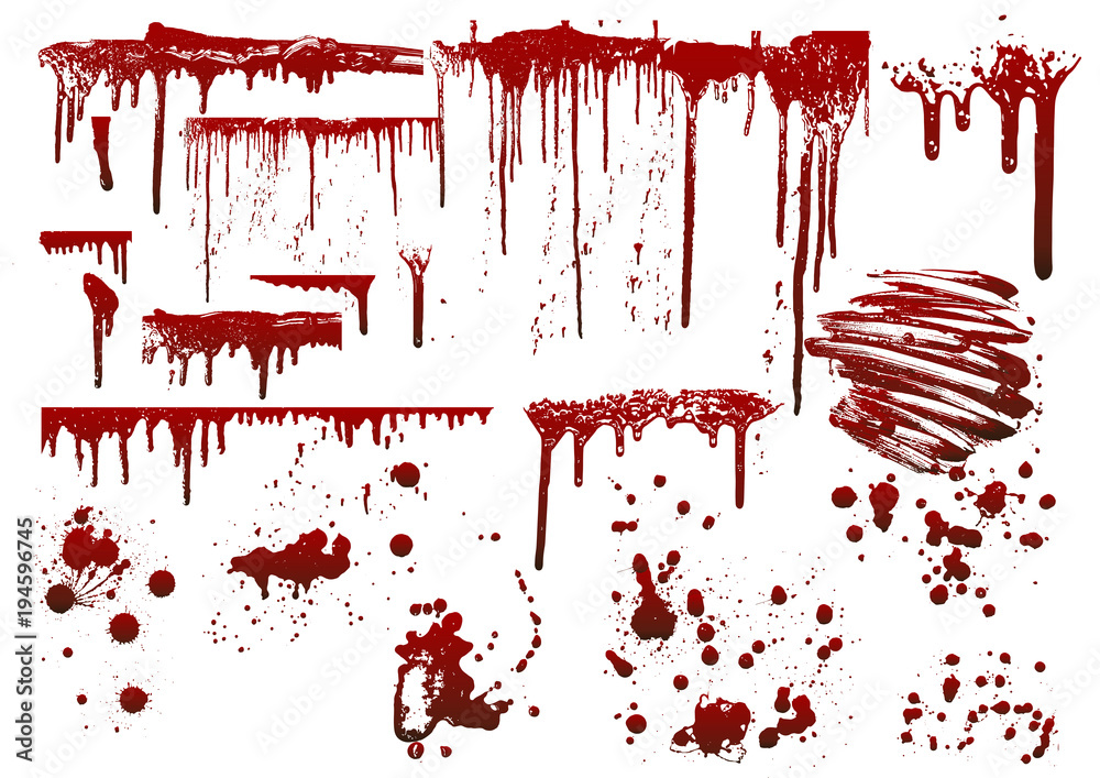 collection various blood or paint splatters,Halloween concept	 - obrazy, fototapety, plakaty 