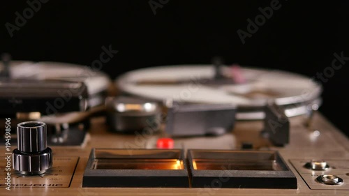 VU meters of an old Reel to Reel Tape recorder close up 