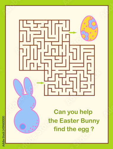 Easter Egg hunt maze or labyrinth game for children.