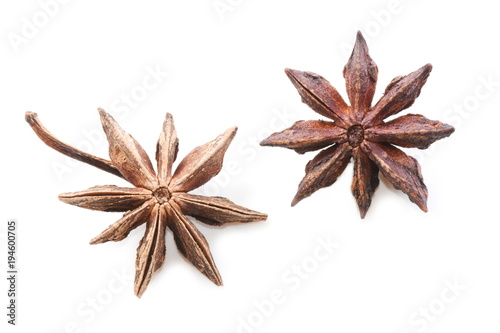 Star anise Illicium verum isolated on white background