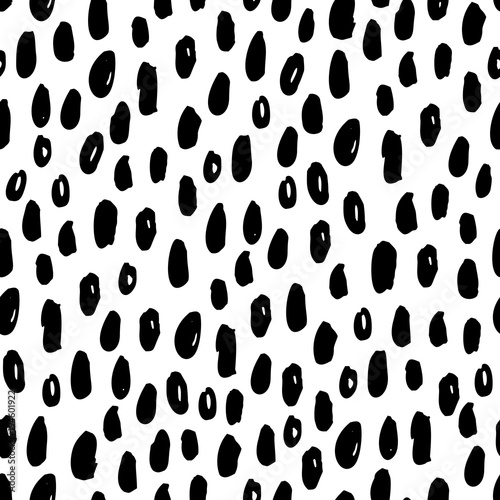 Vector seamless trendy modern brush spot pattern. Monochrome mes photo