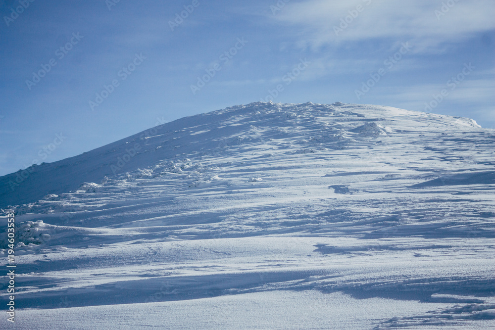 Ski slope in snowy Gorgany mountains