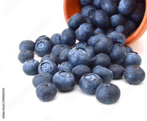 fresh blueberries on white