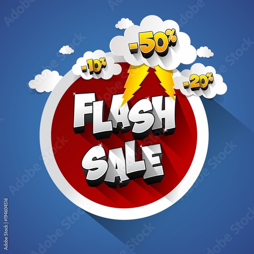 Flash Sale with thunder on background vector illustration