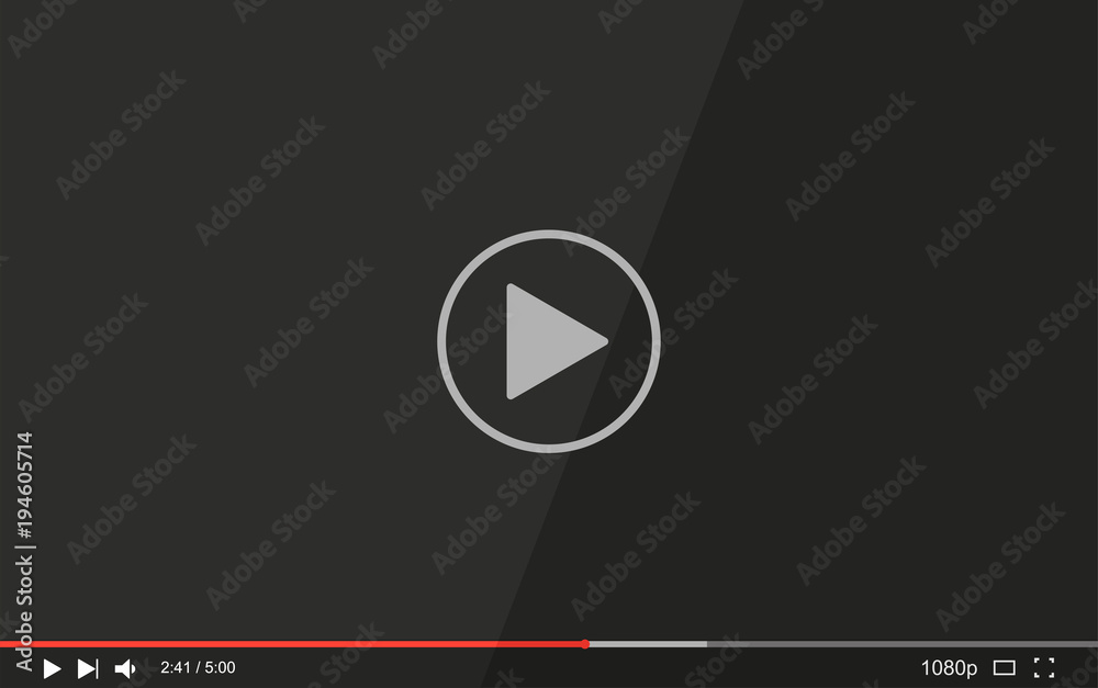 Full screen Video player with button play, vector Full screen Video player with button play, vector