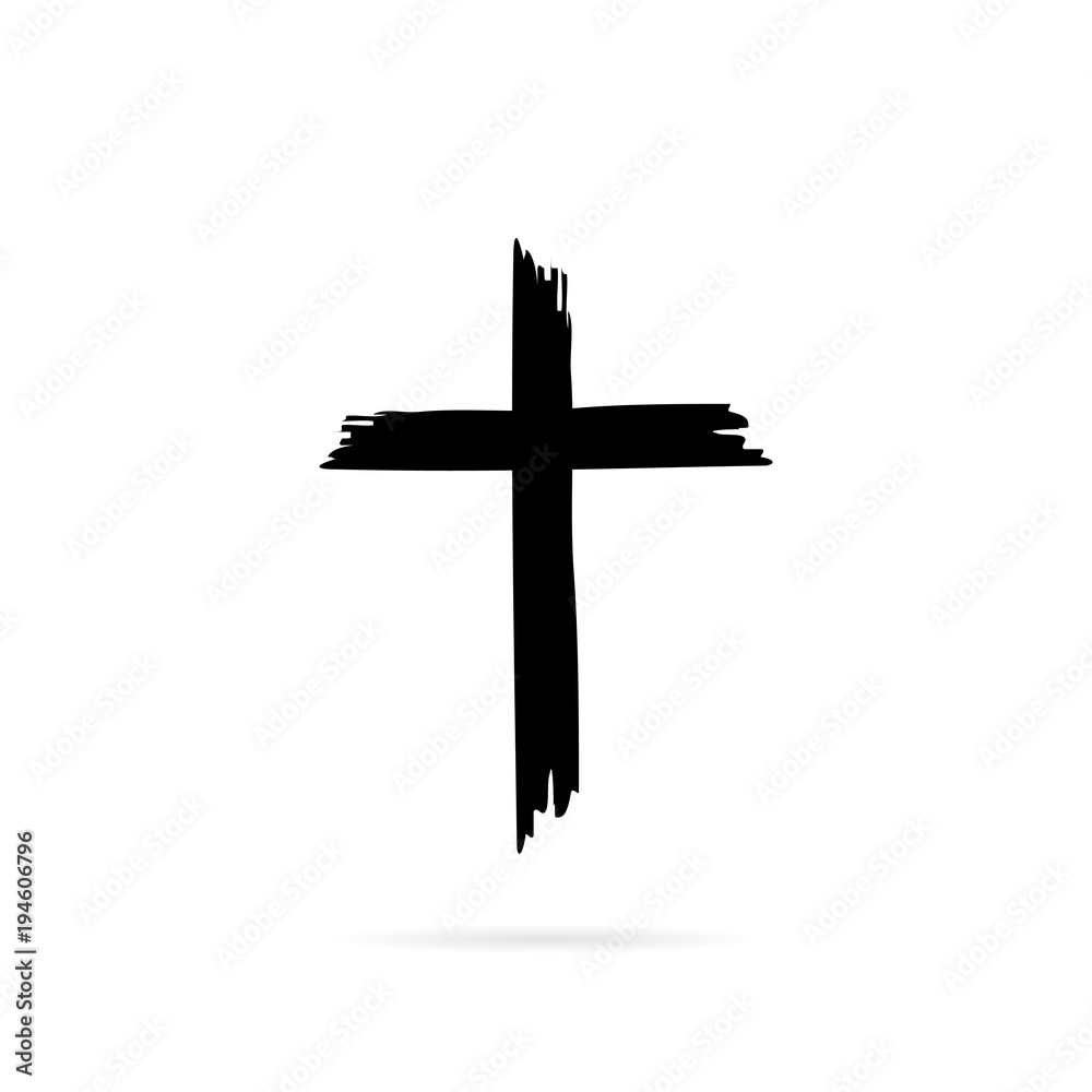Icon cross with shadow ona white background