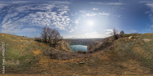 Spherical panorama of a mining crater in the Earth crust