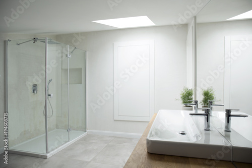 White bathroom interior with window