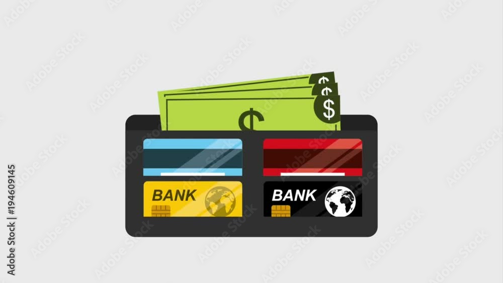 animation wallet bank cards banking icon ilustration animation wallet bank cards banking icon ilustration