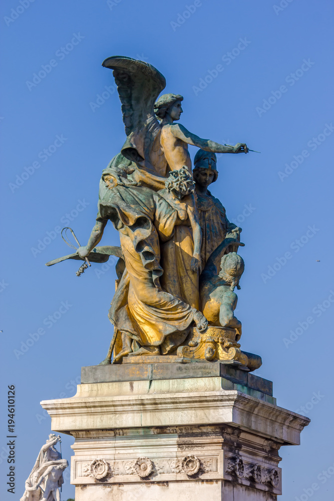 Sculpture on Il Vittoriano - National Monument to Victor Emmanuel II in Rome, italy Sculpture on Il Vittoriano - National Monument to Victor Emmanuel II in Rome, italy