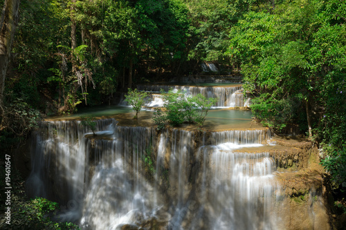 Huay Maekamin Waterfall Tier 4 (Chatkaew) in Kanchanaburi, Thailand; photo by long exposure with slow speed shutter © Meng_Dakara