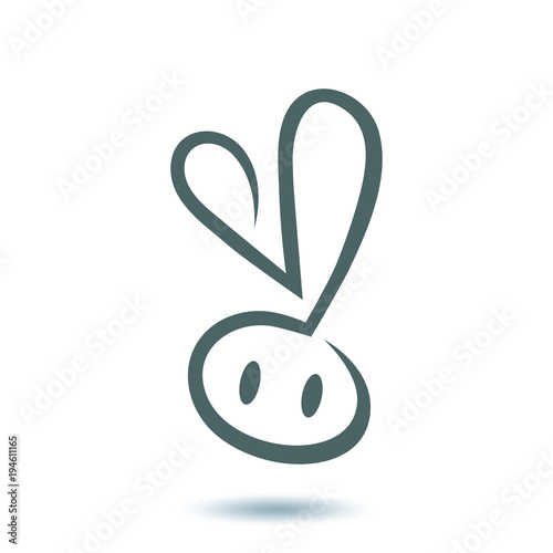 Cute bunny head symbol, icon on white background. Design element