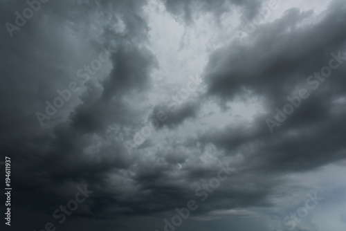 Dramatic black clouds and motion, Dark sky with thunderstorm before rainy
