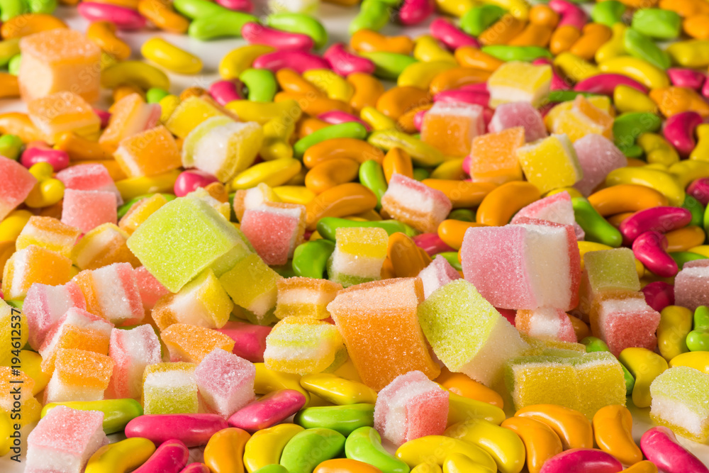 Various colorful sugary candy