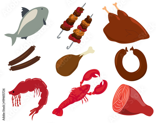 Meat and seafood without a contour.