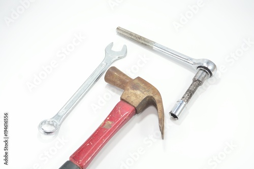 wrench Hammer Socket spanner.Isolated on a white background