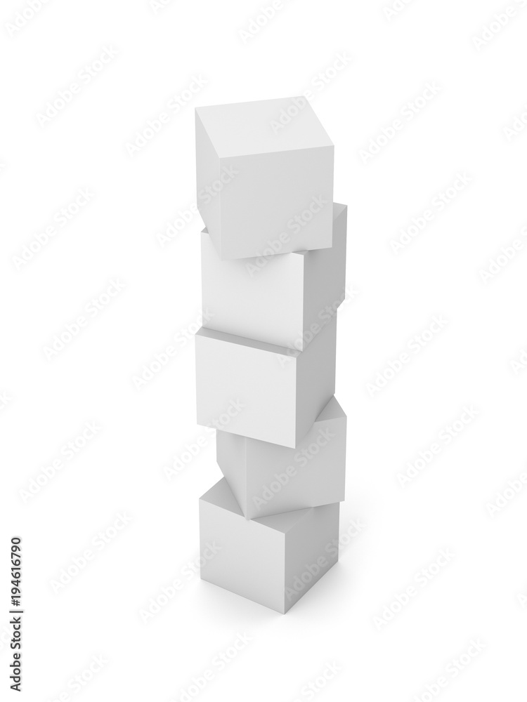 Column of Blank White Cubes