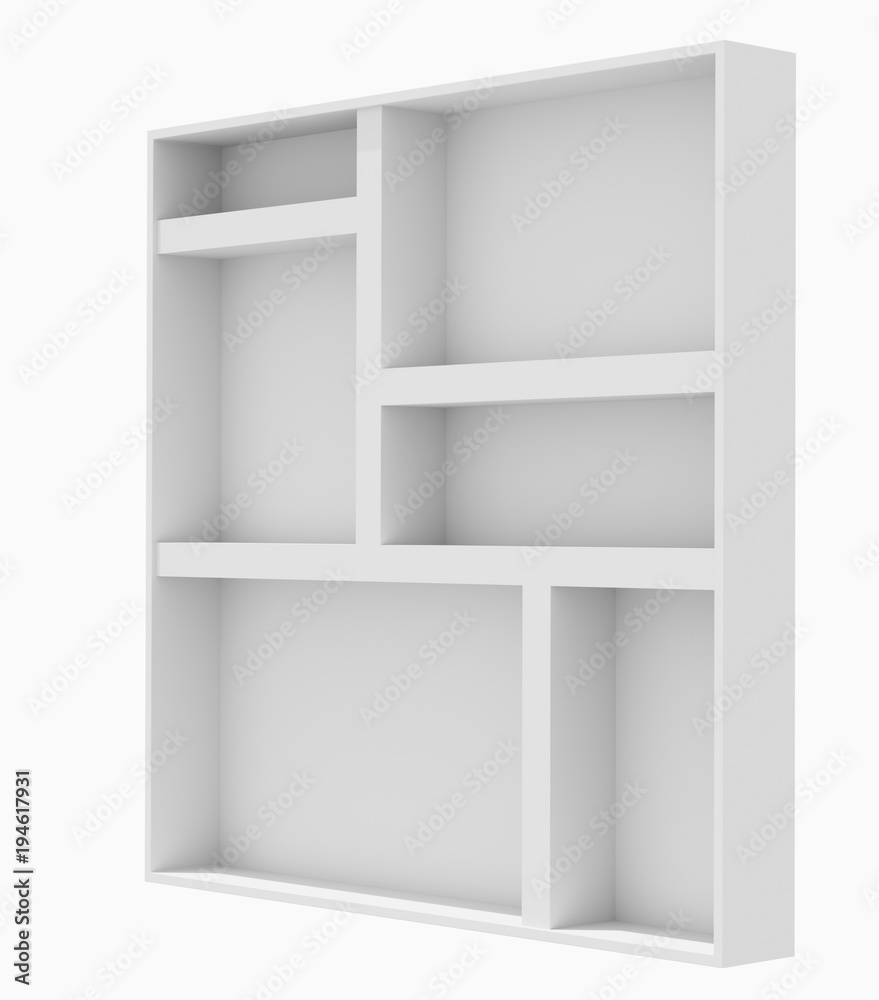 Empty Multi Parts White Shelves Empty Multi Parts White Shelves