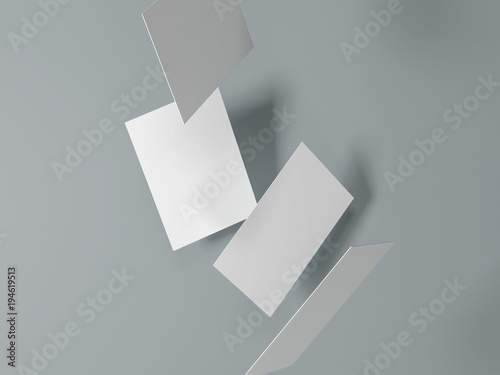business card, 3d illustration, mock up, gray background