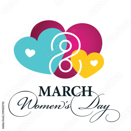 8 March Womens Day trendy style color heart logo