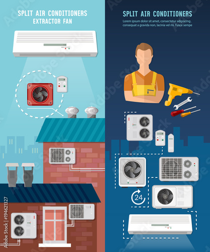 Air conditioner installment and air conditioning repair. Split system check ventilation systems. Installation of air conditioners service banner