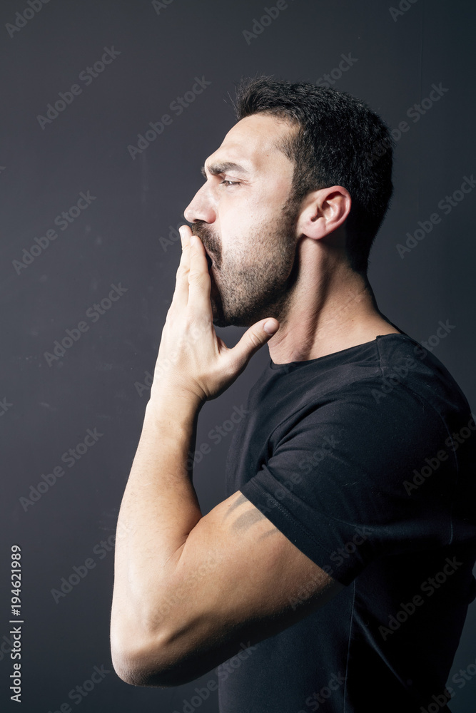 Sleepy man studio portrait Sleepy man studio portrait