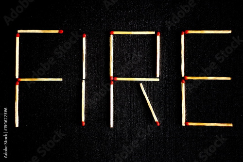 Written fire made with matchstick 