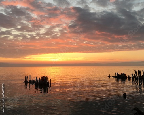 Orange Sunset Lake Michigan