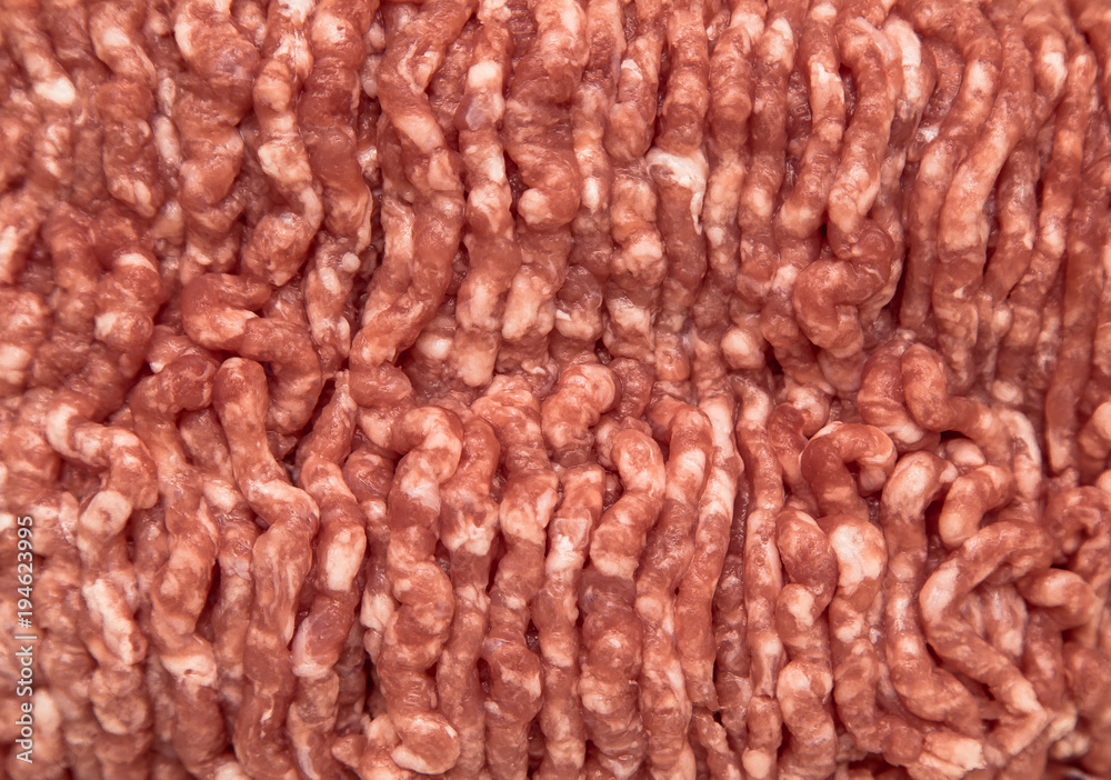 Fresh raw minced pork and beef meat closeup, macro Fresh raw minced pork and beef meat closeup, macro