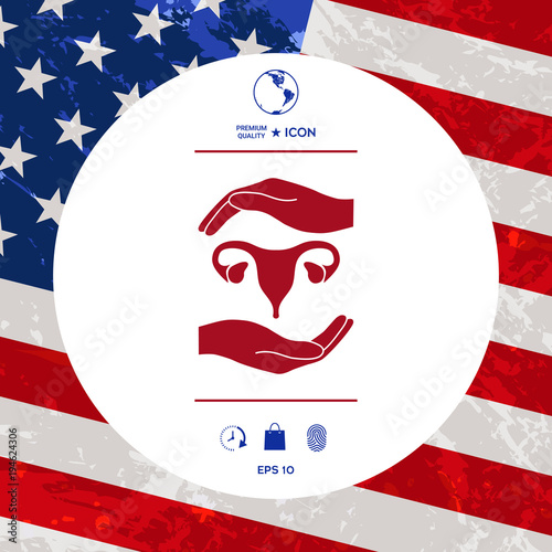 Hands holding Female uterus - protection symbol
