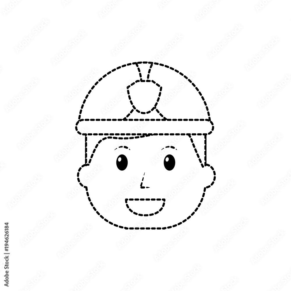 firefighter happy icon image vector illustration design black dotted line firefighter happy icon image vector illustration design black dotted line
