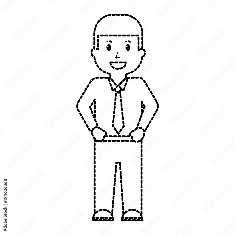 businessman happy smiling icon image vector illustration design  black dotted line
