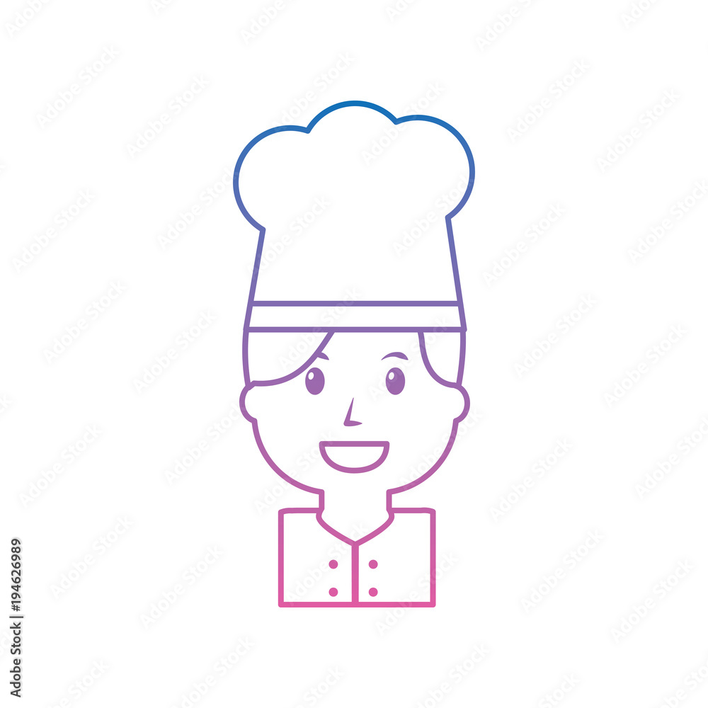 chef happy icon image vector illustration design  purple to blue ombre line