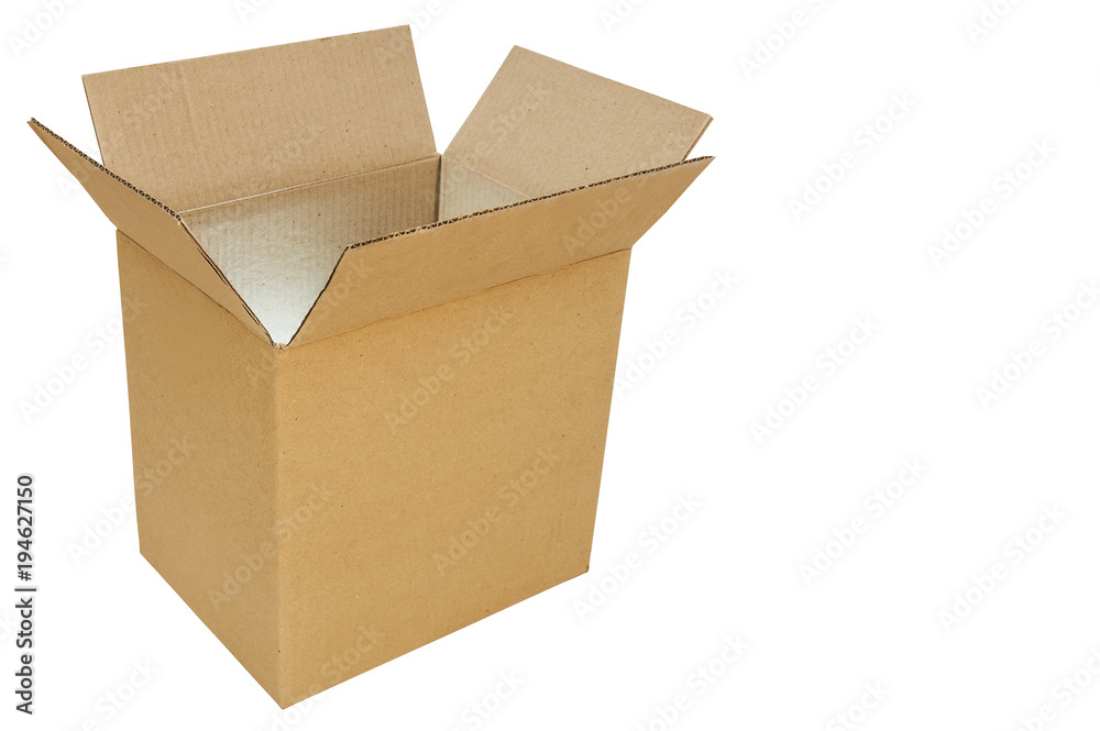 The box is made of cardboard on a white background. Side view and top view. There is nothing in the box, it is empty The box is made of cardboard on a white background. Side view and top view. There is nothing in the box, it is empty