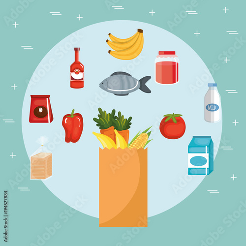 supermarket groceries set icons vector illustration design